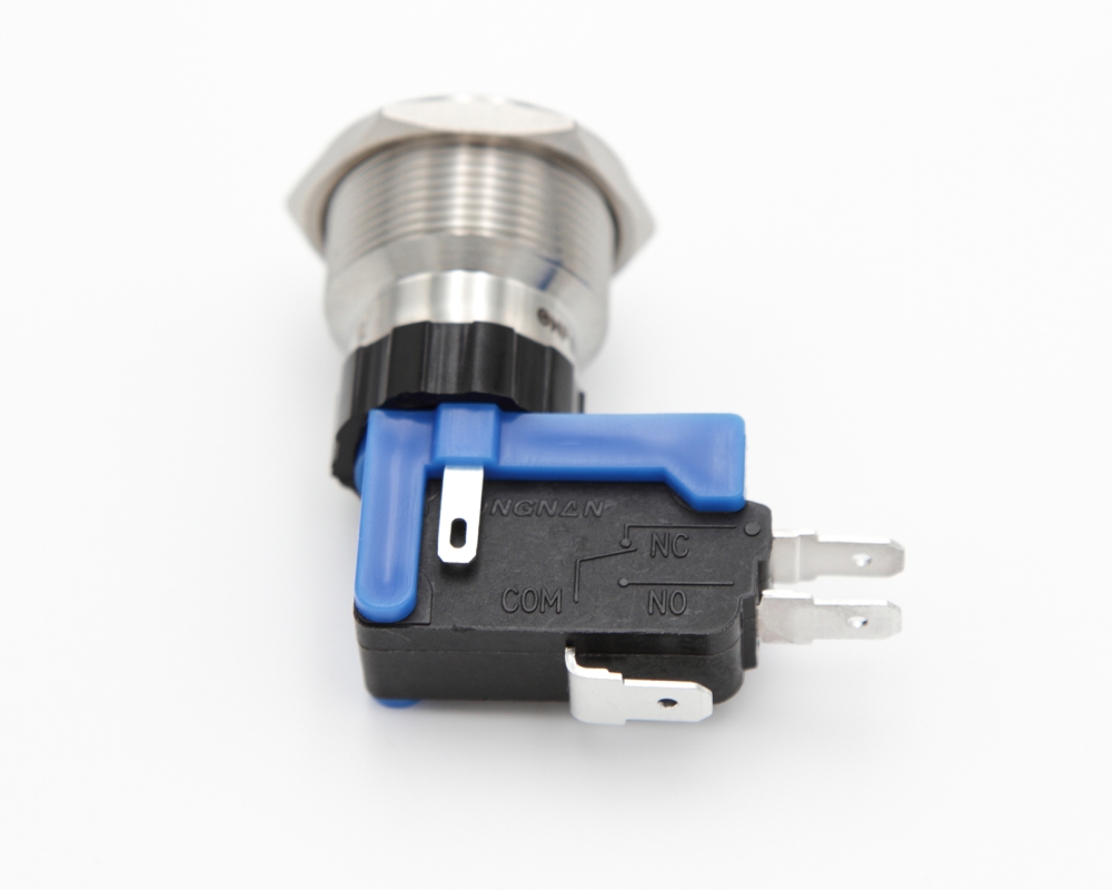 Кнопка металлическая ONPOW LCA22-11E/B/24V/S схема переключателя