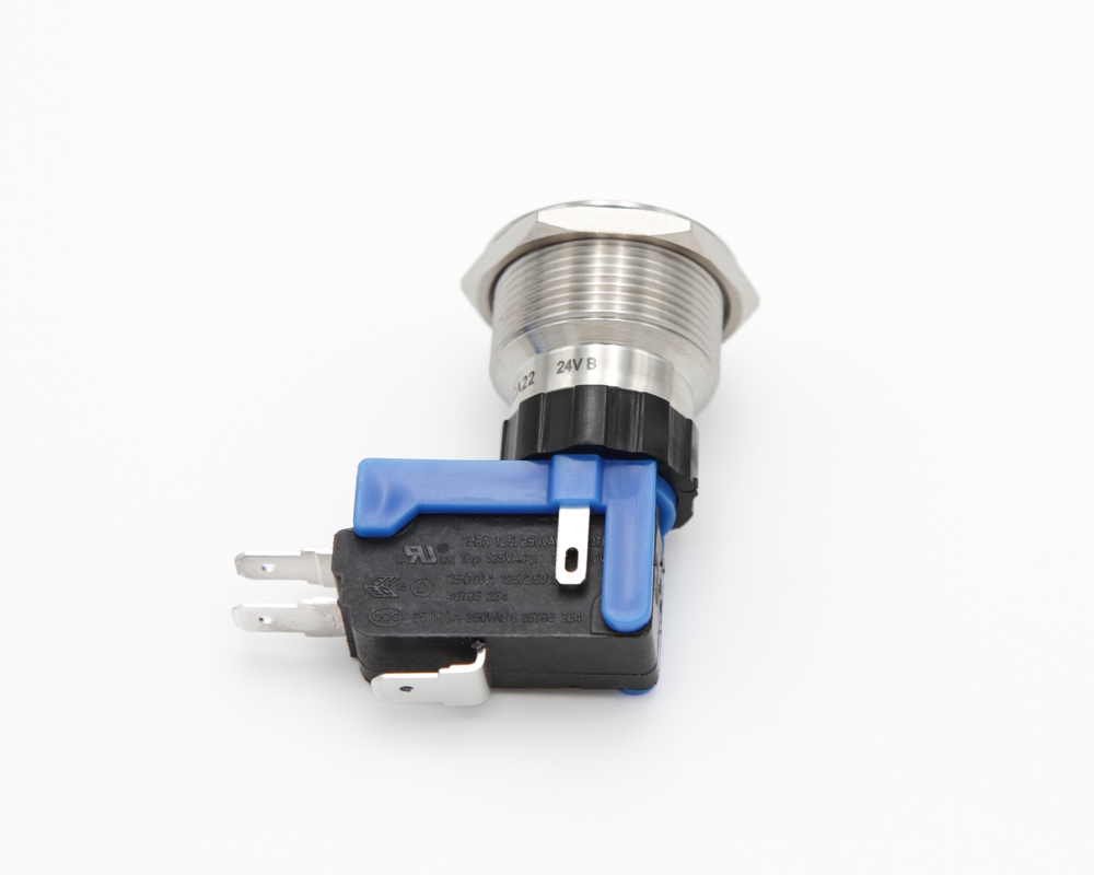 Кнопка металлическая ONPOW LCA22-11E/B/24V/S маркировка переключателя