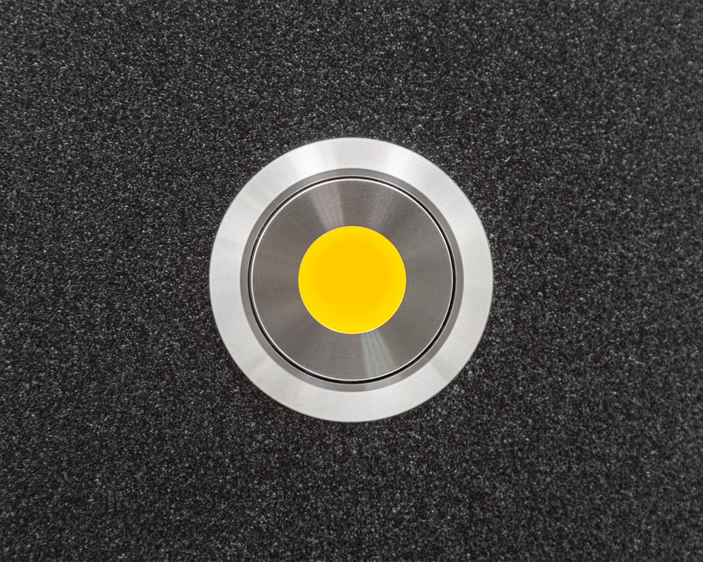 Антивандальная металлическая кнопка ONPOW GQ22-11D/Y/24V/S с подсветкой