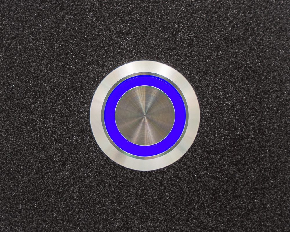 Антивандальная металлическая кнопка ONPOW GQ22-11E/B/24V/S с подсветкой