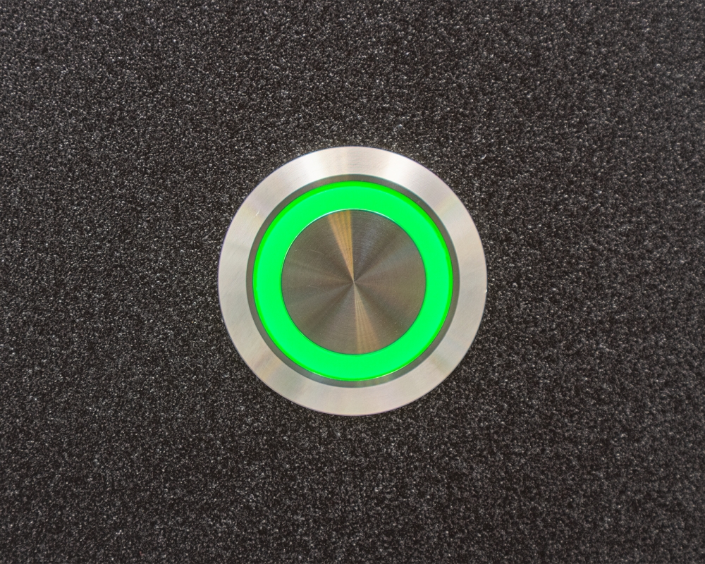 Антивандальная металлическая кнопка ONPOW GQ22-11E/G/24V/S с подсветкой
